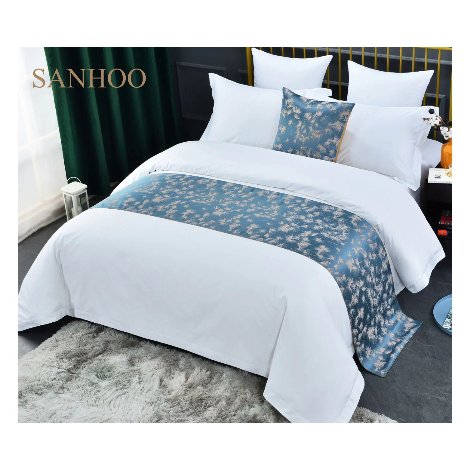SANHOO Single Size Bedding Cover Decoration 5 Star Hotel Throw Blanket Scarves Bed Runner Luxury