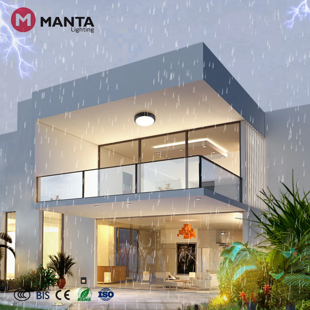 Outdoor Ceiling Wall Oval Round LED Moisture-Proof Lamp IP65 Waterproof Bulkhead Light