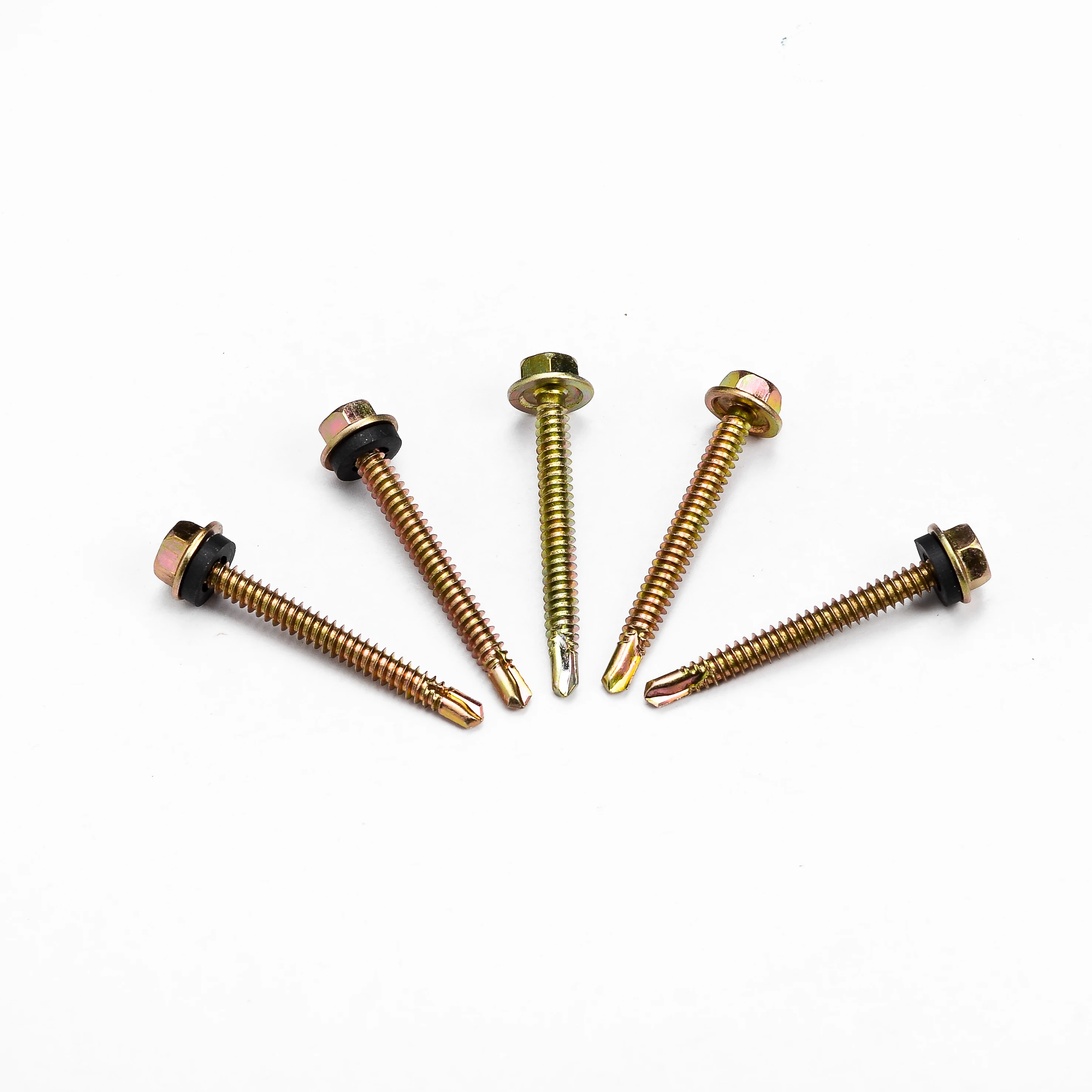 metal stainless steel self drilling screw Yellow White Zinc Self Drilling Tek Screw with pvc rubber washer for roof