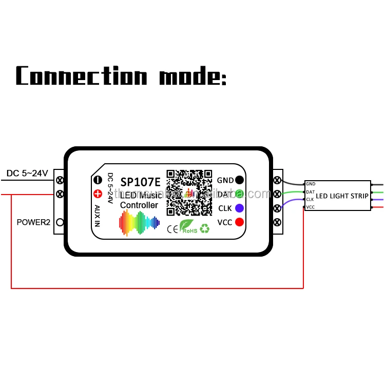 
drop ship DMX colorful led strip DC5V-24V programmable SP107E blue tooth music controller 