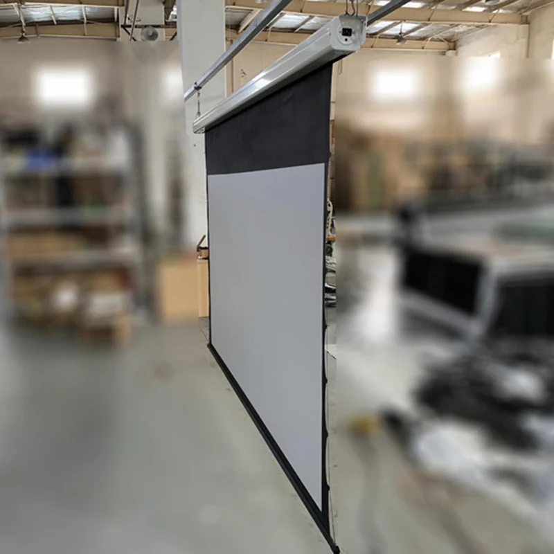 Anti-light 100inch Tab Tension Motorized ALR Projection Screen for UST Projector with PET Crystal