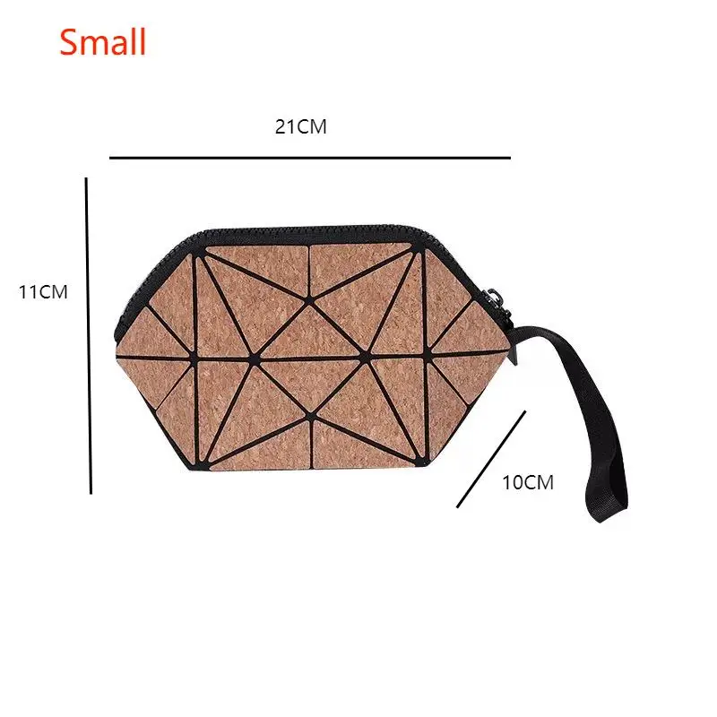 2024 Europe Hot Selling Latest High Quality Cork Cosmetic Makeup Bag and Fashion  Coin Wallet Geometric Pouch Makeup for Women