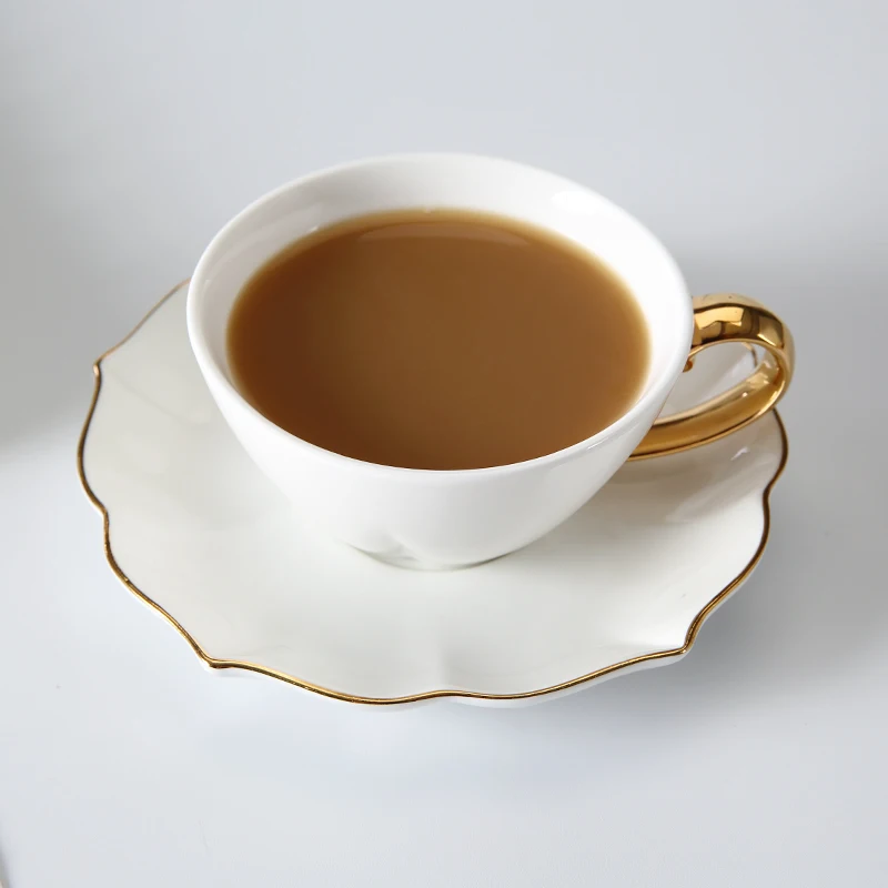 Weiye tazas blancas 200 мл чашка с блюдцем отель классический керамический белый фарфор Золотой обод чайная и