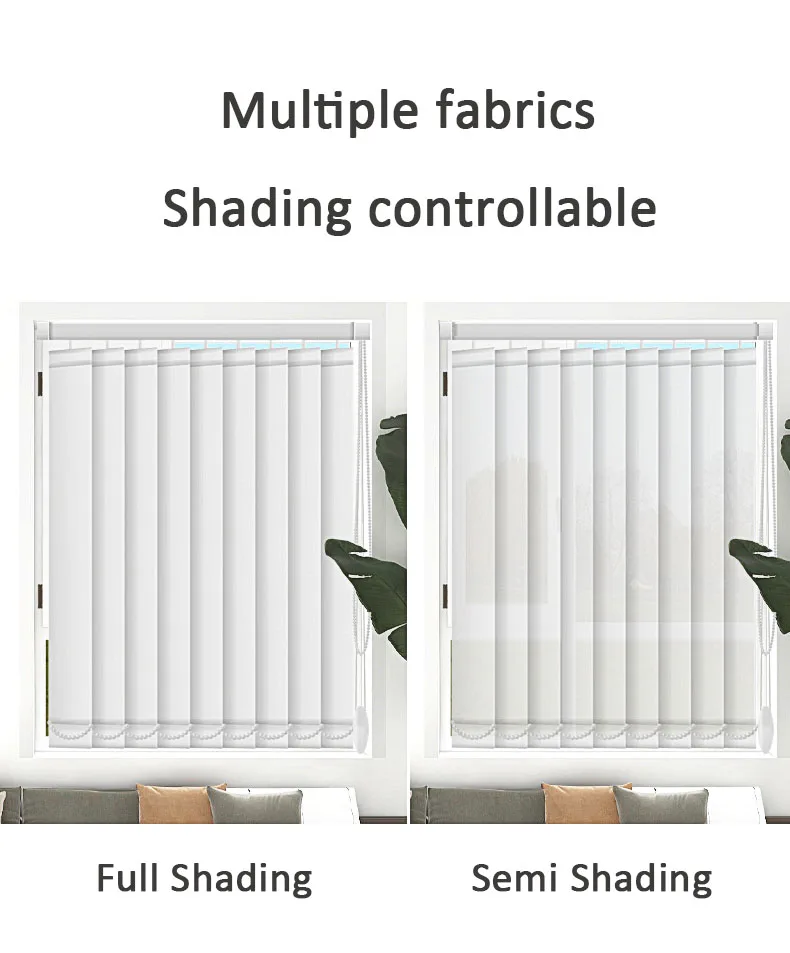 Motorized PVC Vertical Blinds Luxury Fabric Customized window accessories