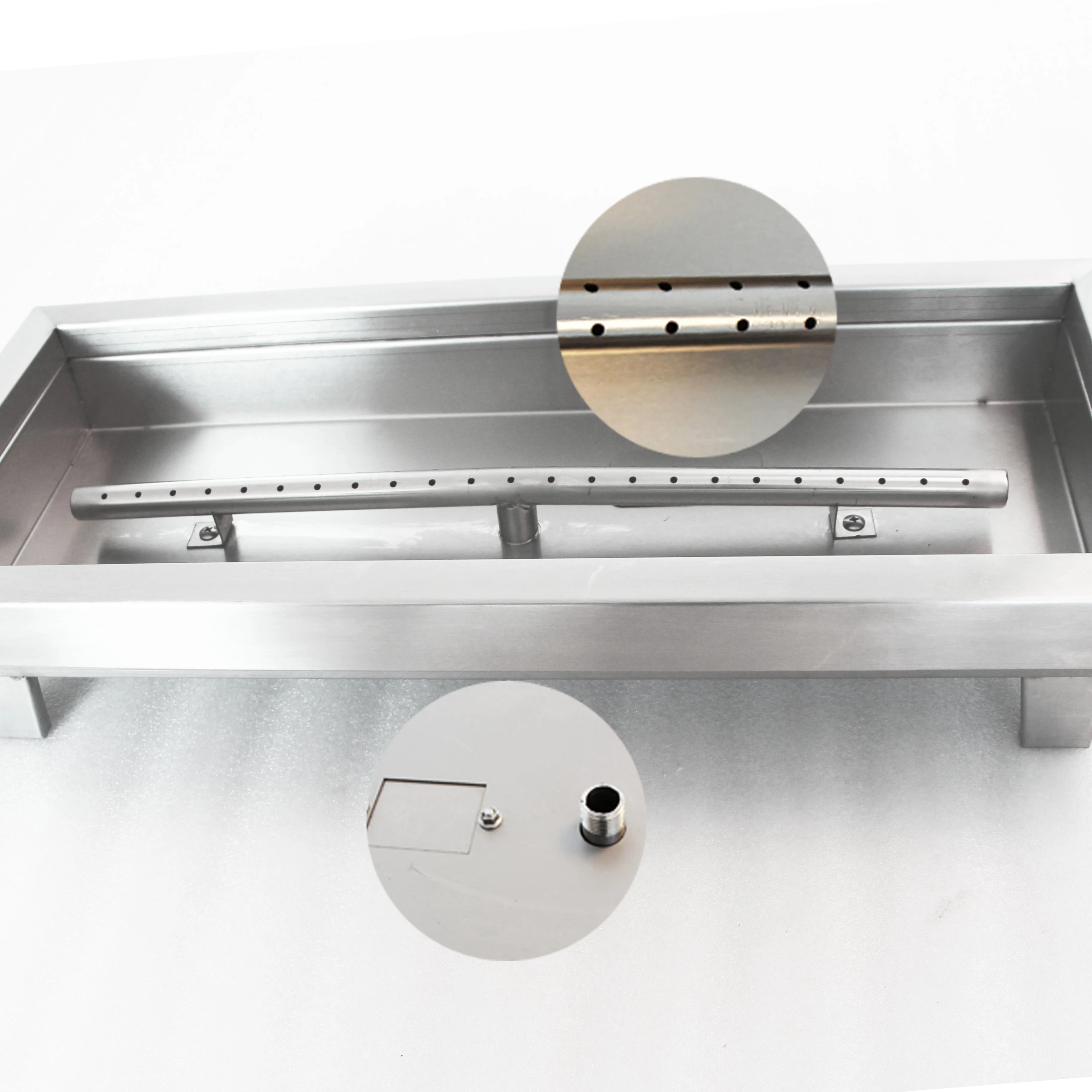 Stainless Steel Linear Fire Pit Pan Burner With Propane Gas Connection Kit