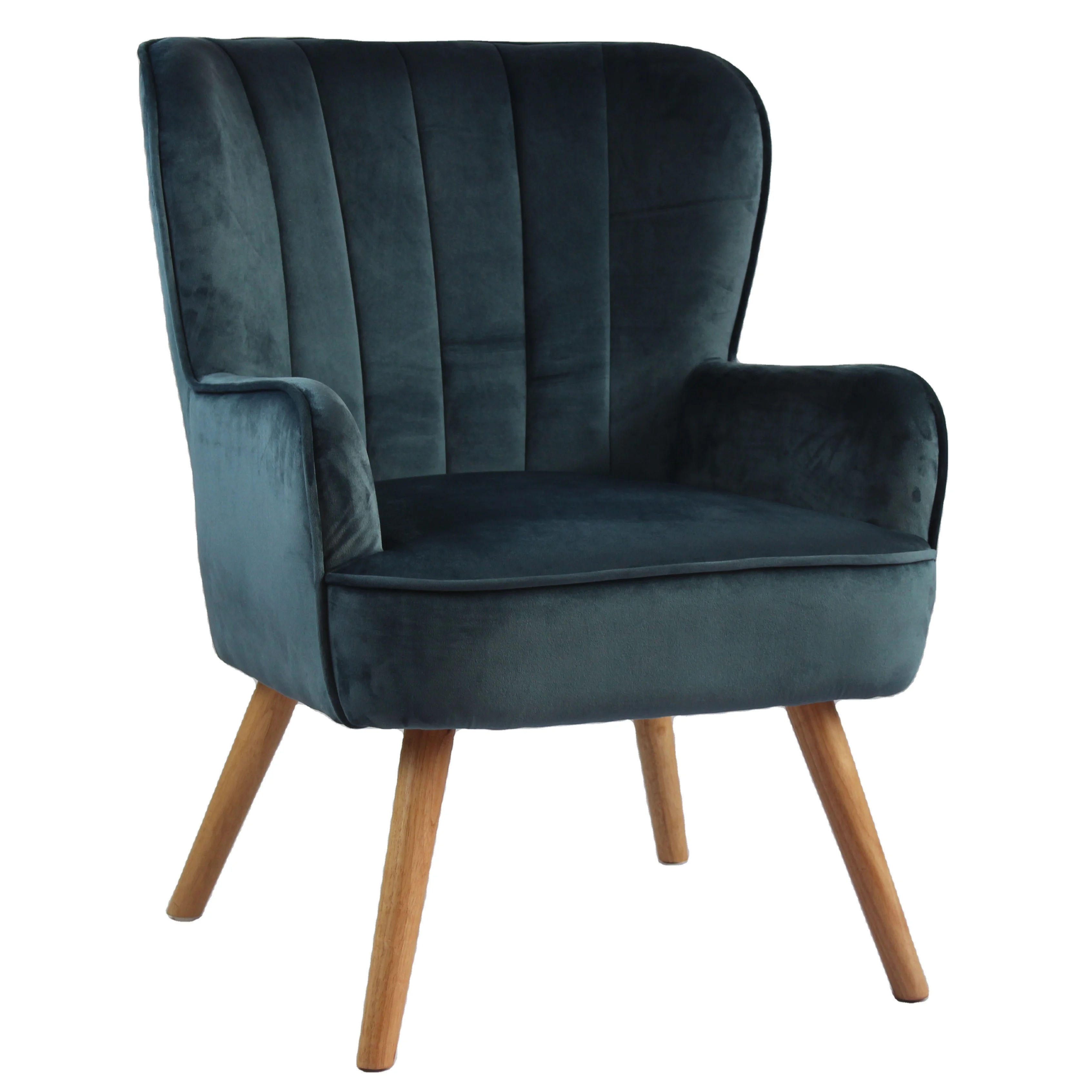 
High Quality Emerald Green Velvet Accent Chair With wooden Legs 