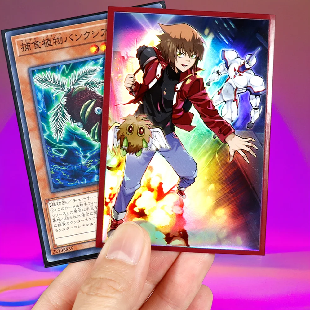 NEW!!! Holographic 62X89 Rainbow Effects Custom Yugioh Sleeves Supported by Heat Seal Made Laminated Bopp Plastic Material