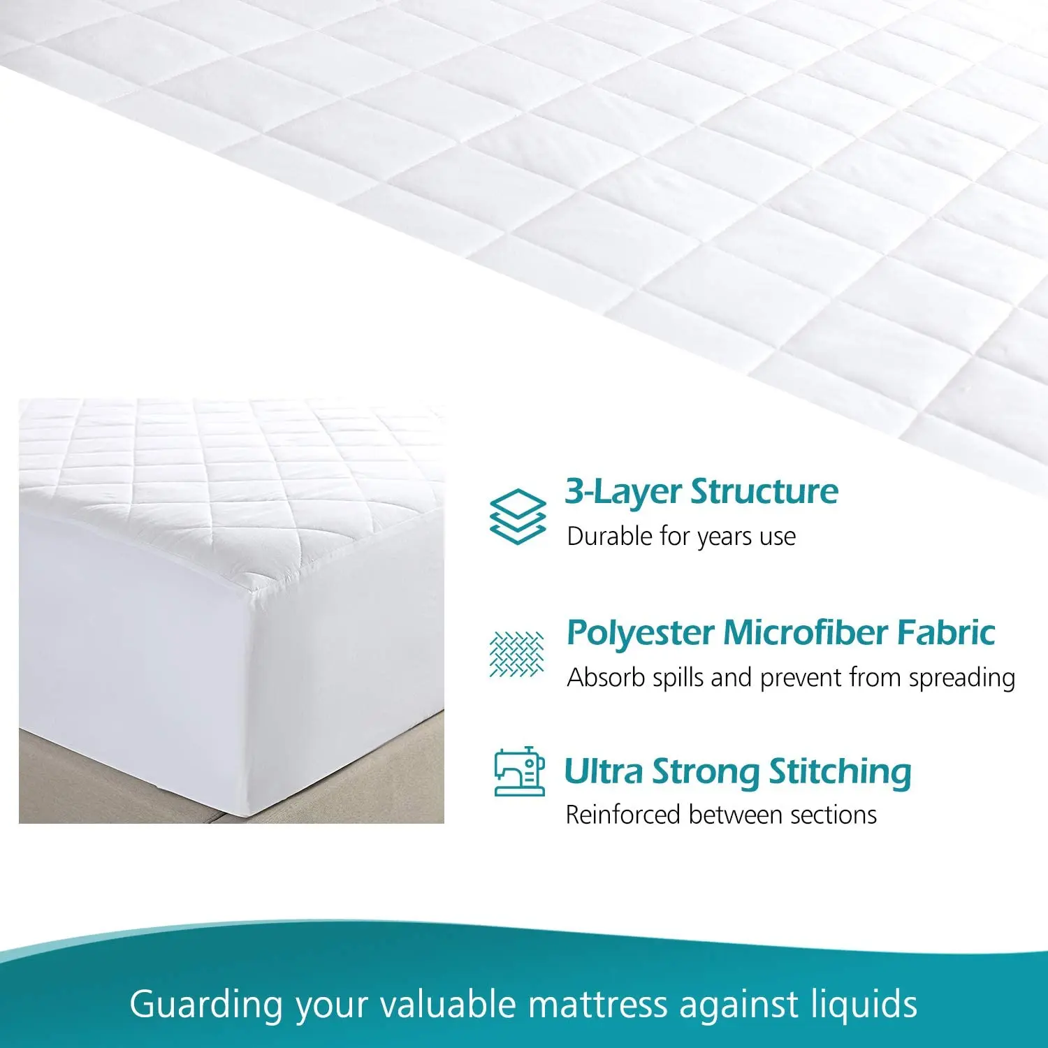Wholesale Customized Color Waterproof Quilted Fitted bed Waterproof Mattress Cover protector