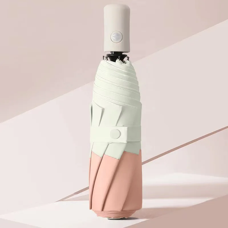 2024 New Small Fresh Fully Automatic 23 Inches 8K Umbrella Edge Connection Korean Original Design 3 Folding Umbrella
