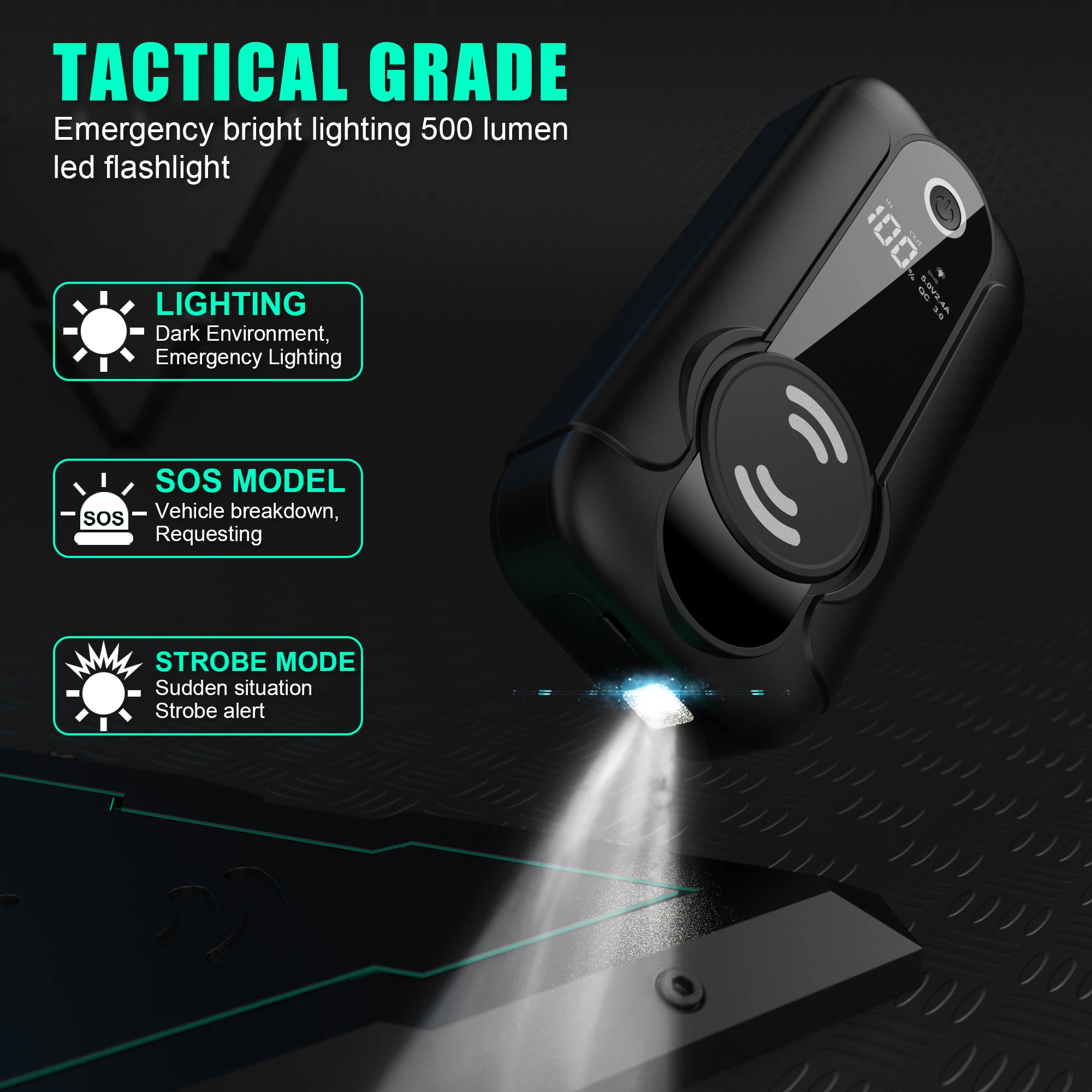 12V 15W mini vehicle-mounted power bank jumpstarter 20000mAh car jump starter with wireless charger