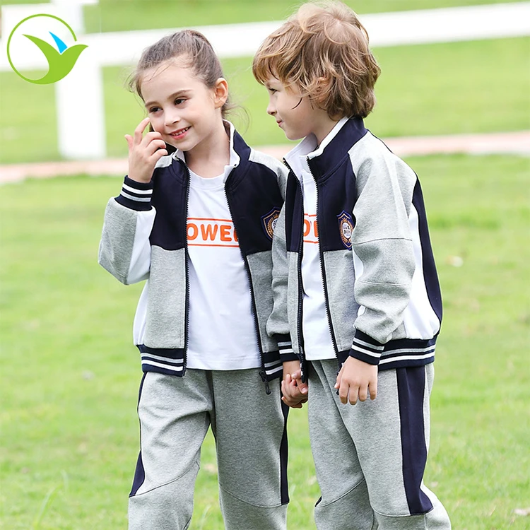 
Design your personalise kindergarten kid school uniform pants and coat with zipper 