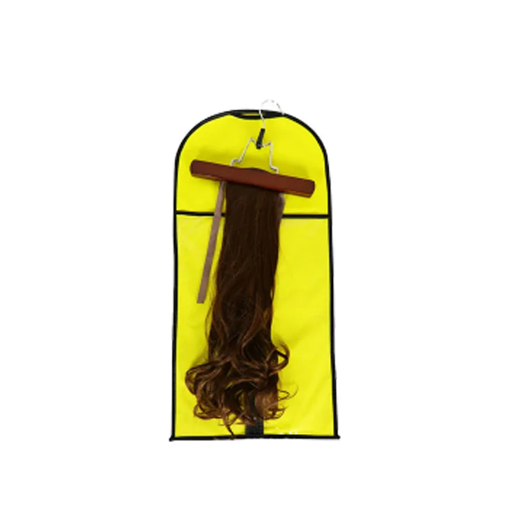 wholesale custom logo printing luxury satin bags for hair bundles pink packaging bags wig storage bag with hanger