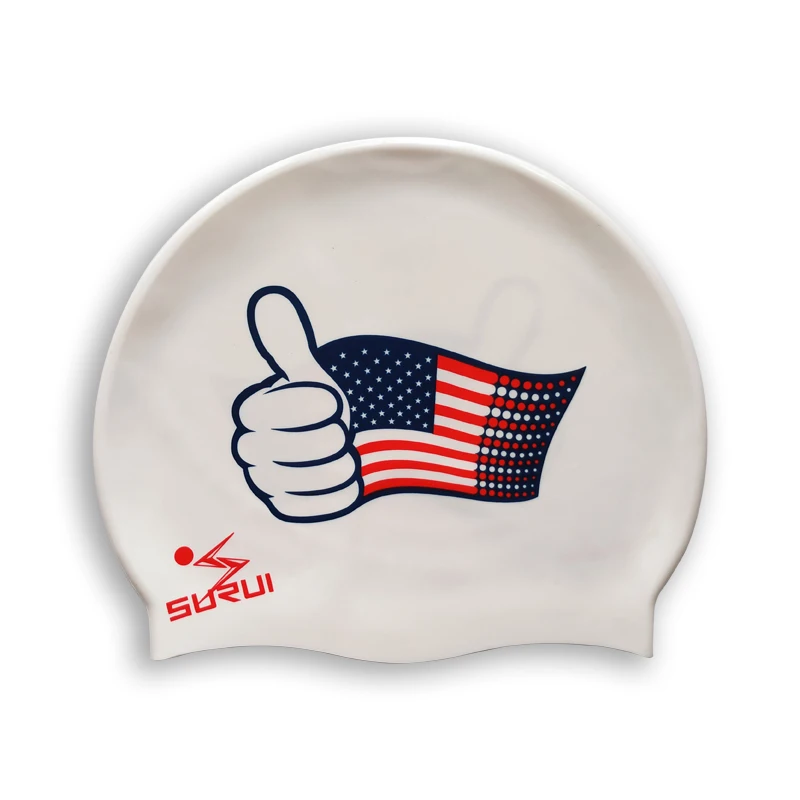 Waterproof 100% Silicone National Flags Nude Kids Swimming Pool Cap