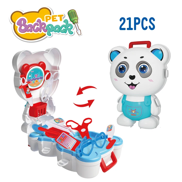 Cartoon animal doctor kits set children play indoor toys plastic suitcase doctor toy