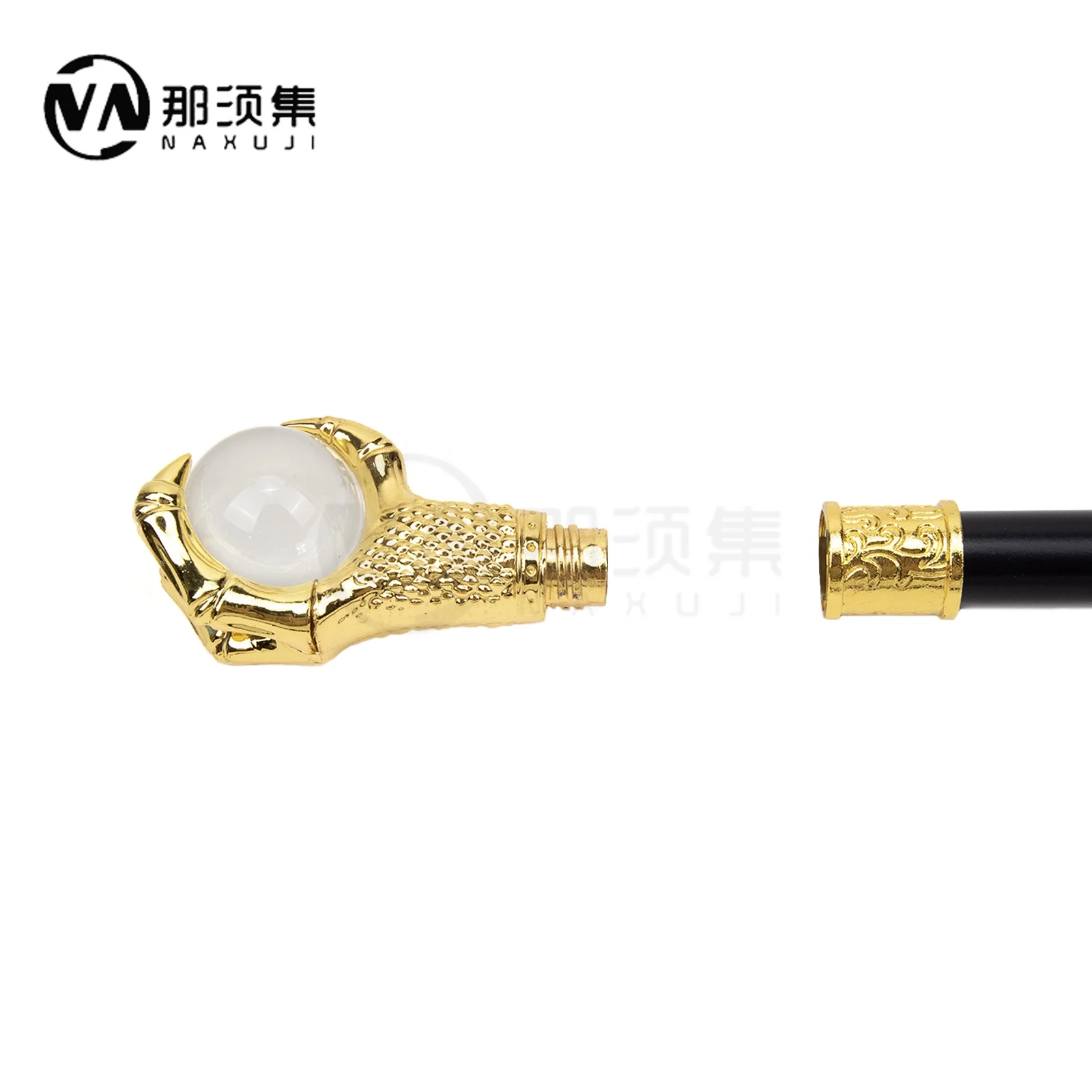 Golden Dragon Claw Grasp Glass Ball Walking Cane Fashion Decorative Walking Stick Gentleman Elegant Cosplay Knob Crosier 93cm