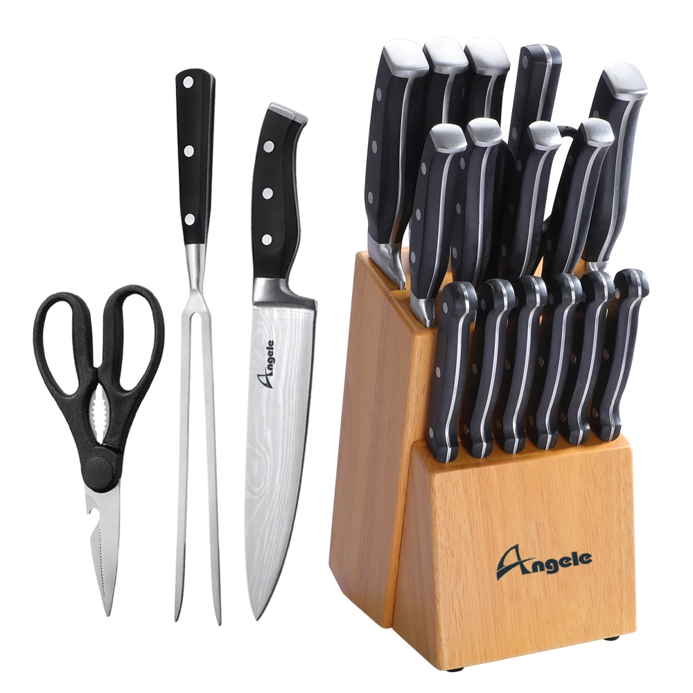 Hot Sale Stainless steel Japanese kitchen knife set with wooden block chef knife set