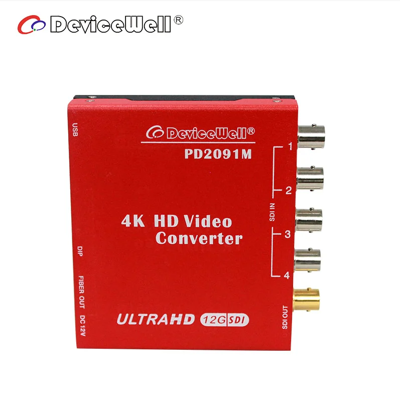 Видеоконвертер DeviceWell PD2091M 4*3G на 1*12G 4K SDI MUX с оптическим модулем