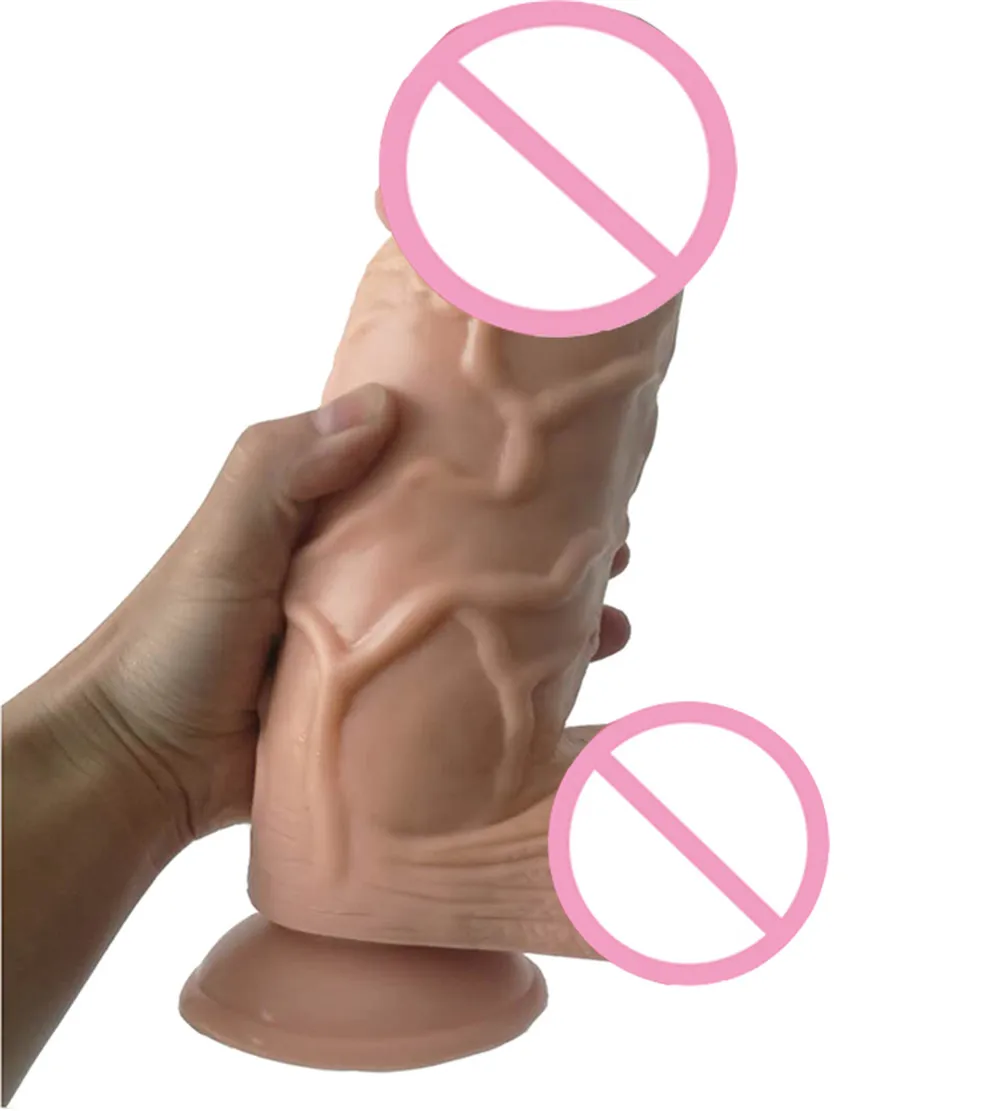 Super Big Cock Realistic Thick Dildo Flesh Penis Large Female Sex Product 24 * 7cm Huge Dick With Suction Cup