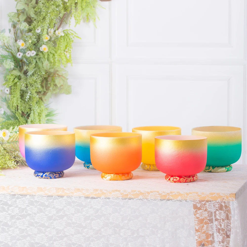 8 Inch golden Red Color Note C  Factory Supply Chakra Sound Healing Bowl Crystal Singing Bowl