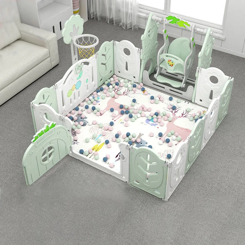 Customizable Toddler Fence Indoor Children Folding Play Yard Baby Safety Plastic Kids Playpens With Gate