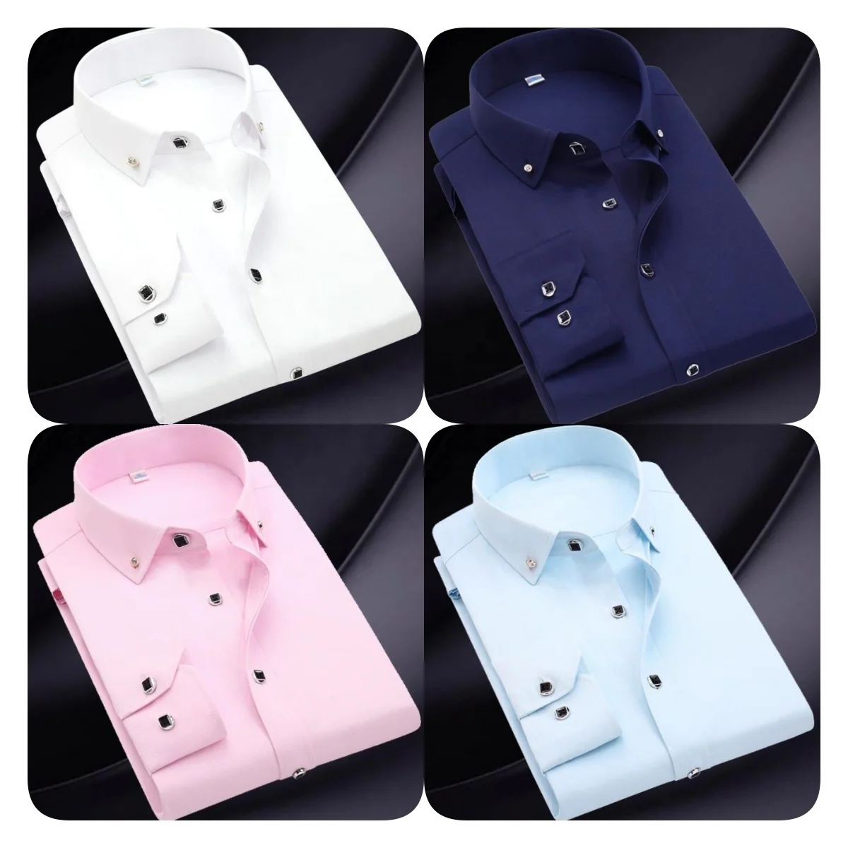 Мужская хлопковая рубашка с длинным рукавом