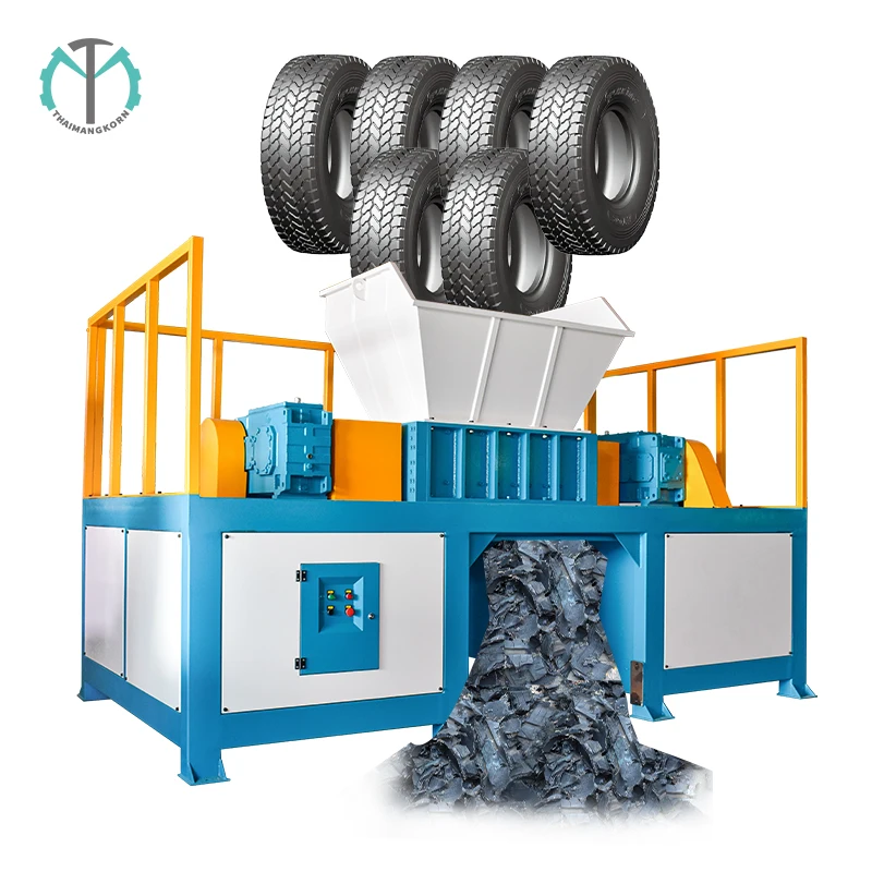 plastic double shaft shredder tyre recycling industrial machines