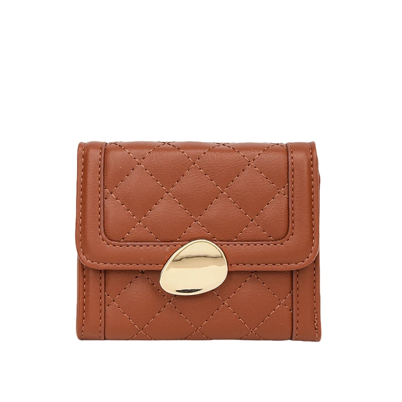 2024 Fashion Designer Faux Leather Luxury Quilted Trifold Mini Wallet for Girls