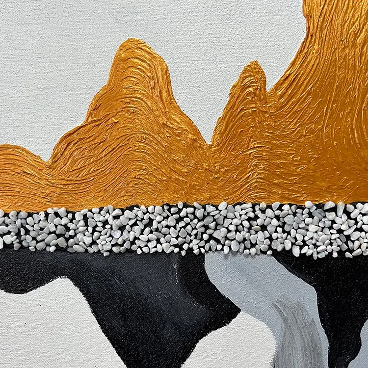 Abstract Golden Mountain Canvas Wall Art Prints Gold Birds Posters Nature Landscape Painting Inspiring Pictures Home Wall Decor