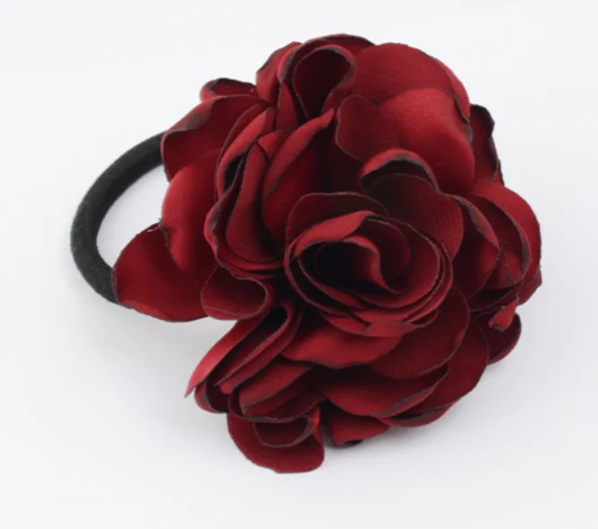 Burned Edge satin flower hair tie
