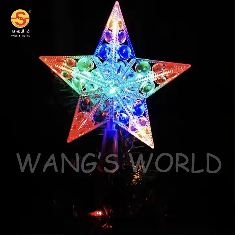 New Led Star- Shaped Light 1pc Pentagram Tree Top Star Xmas Tree Hanging Sign Glitter Christmas Tree Topper Lighted