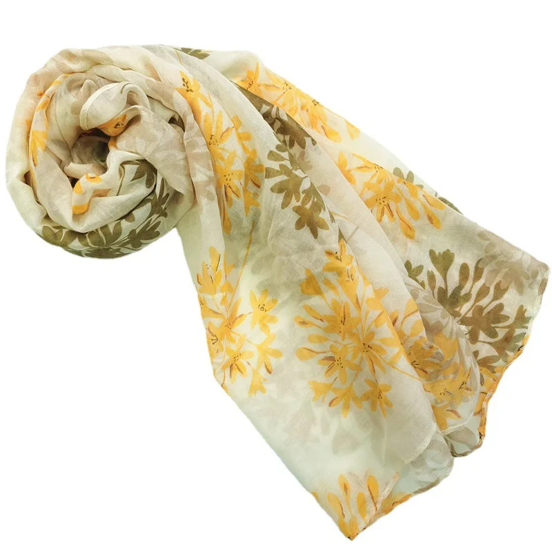 Screen Printing Scarf Spring/Summer Thin Woven Japanese Style Cape