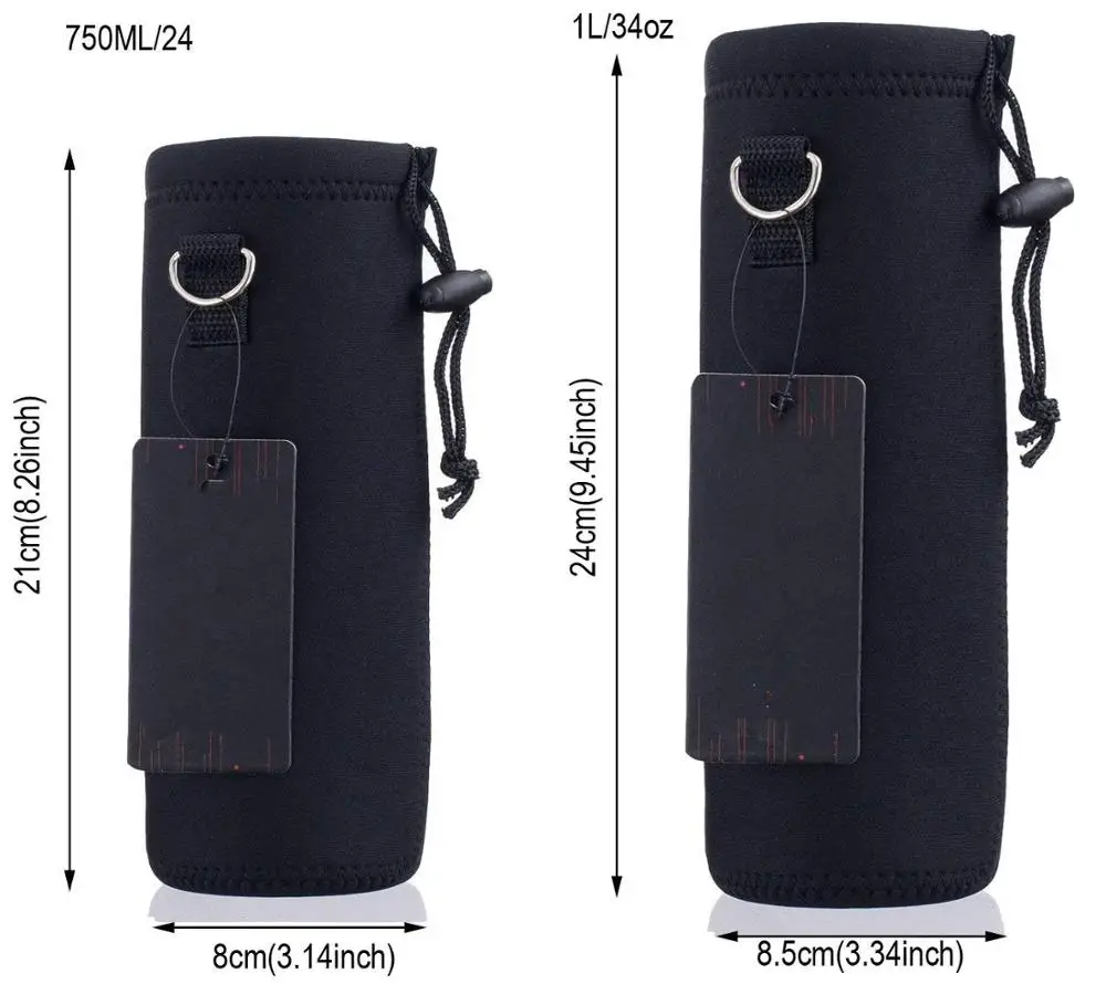 Insulated Neoprene Water Bottle Carrier Holder Bag Case Pouch cover with Adjustable Shoulder Strap