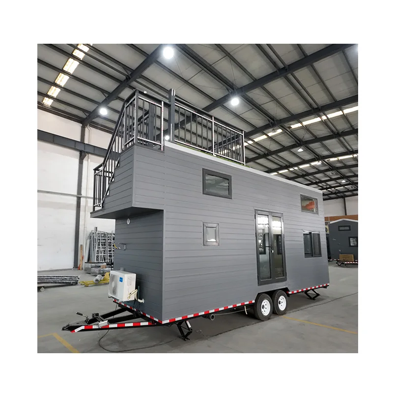 Prefabricated house container Modern Design A-Frame Tiny House on Wheels Steel