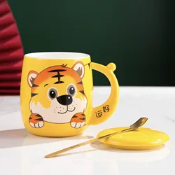 customized 2022 chinese new year tigers decoration 3d creative cute ceramic coffee mug cup gift set