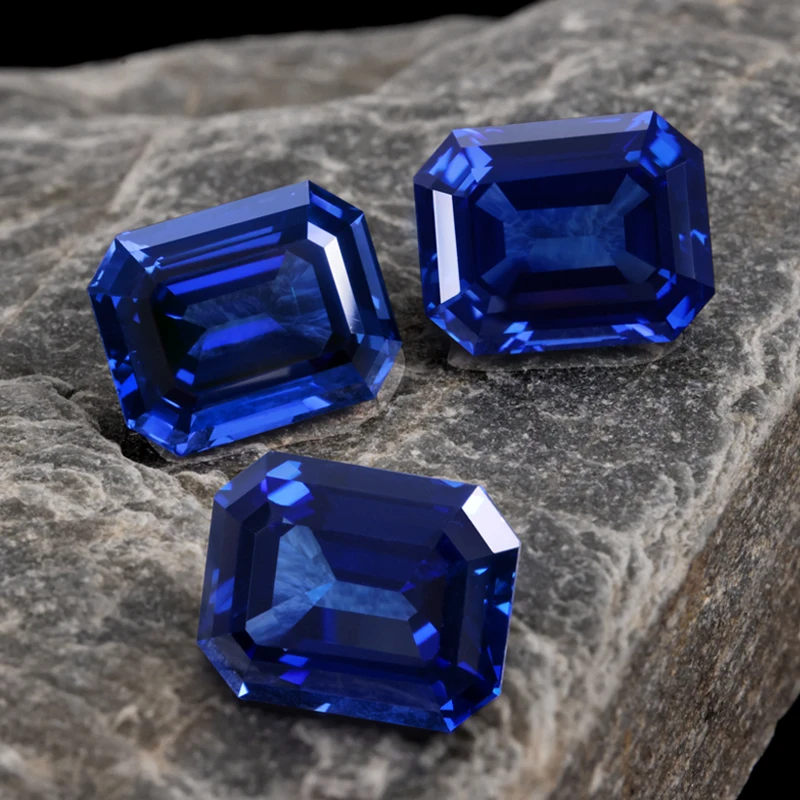 Royal Blue Sapphire Jewelry stone Loose Gemstones Emerald cut Lab Sapphire AGL Certified 5A Lab Grown Sapphire