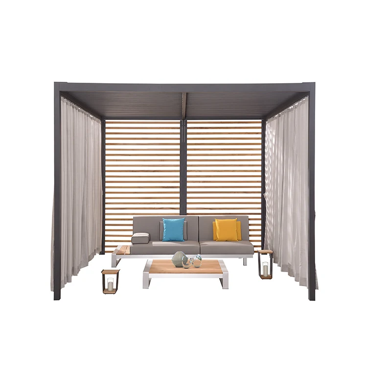 High Quality Modern Waterproof Patio Outdoor Aluminium Pergola Teak