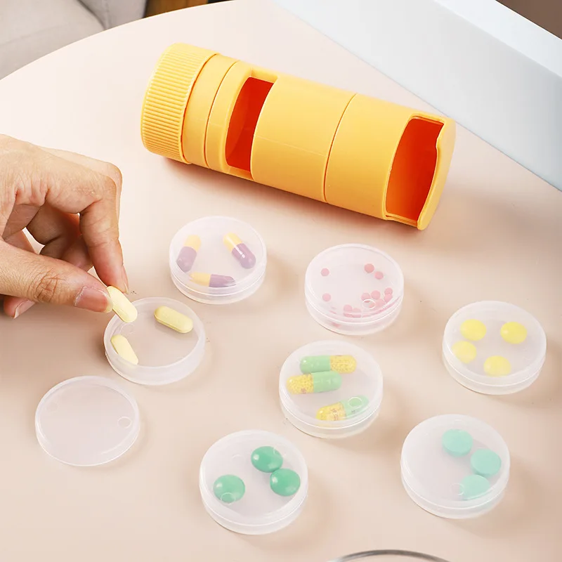 New Design Portable Weekly Travel 7 Days Pill Box With Cutter and Grinding