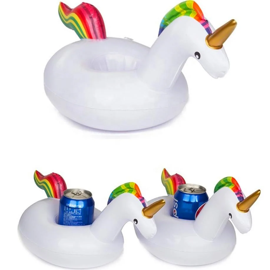 PVC Inflatable floating unicorn beer can drink holder