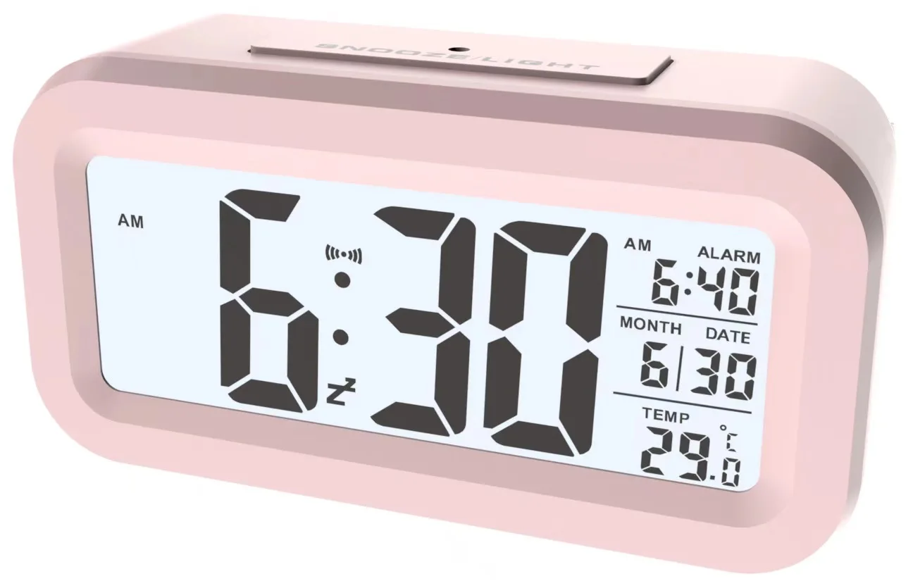 Alarm Clock Temperature Humidity Voice Control/Alaways On Table Clock Dual Alarm Wall Rechargeable Digital LED Clocks