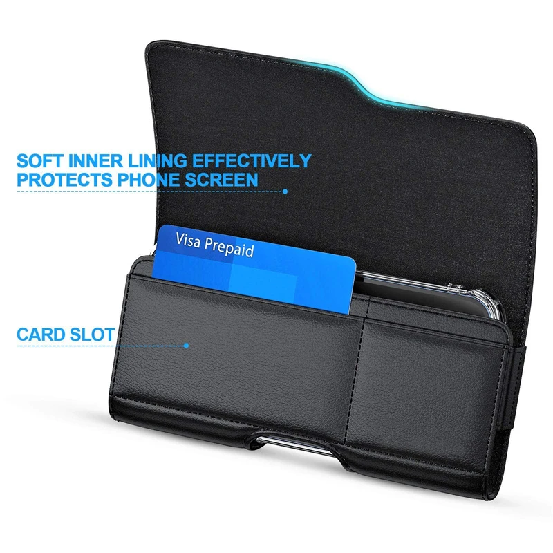 Premium Durable Pouch Card Holder Leather Belt Case with Clip Loop Phone Holster Magnetic Closure Holster for iPhone
