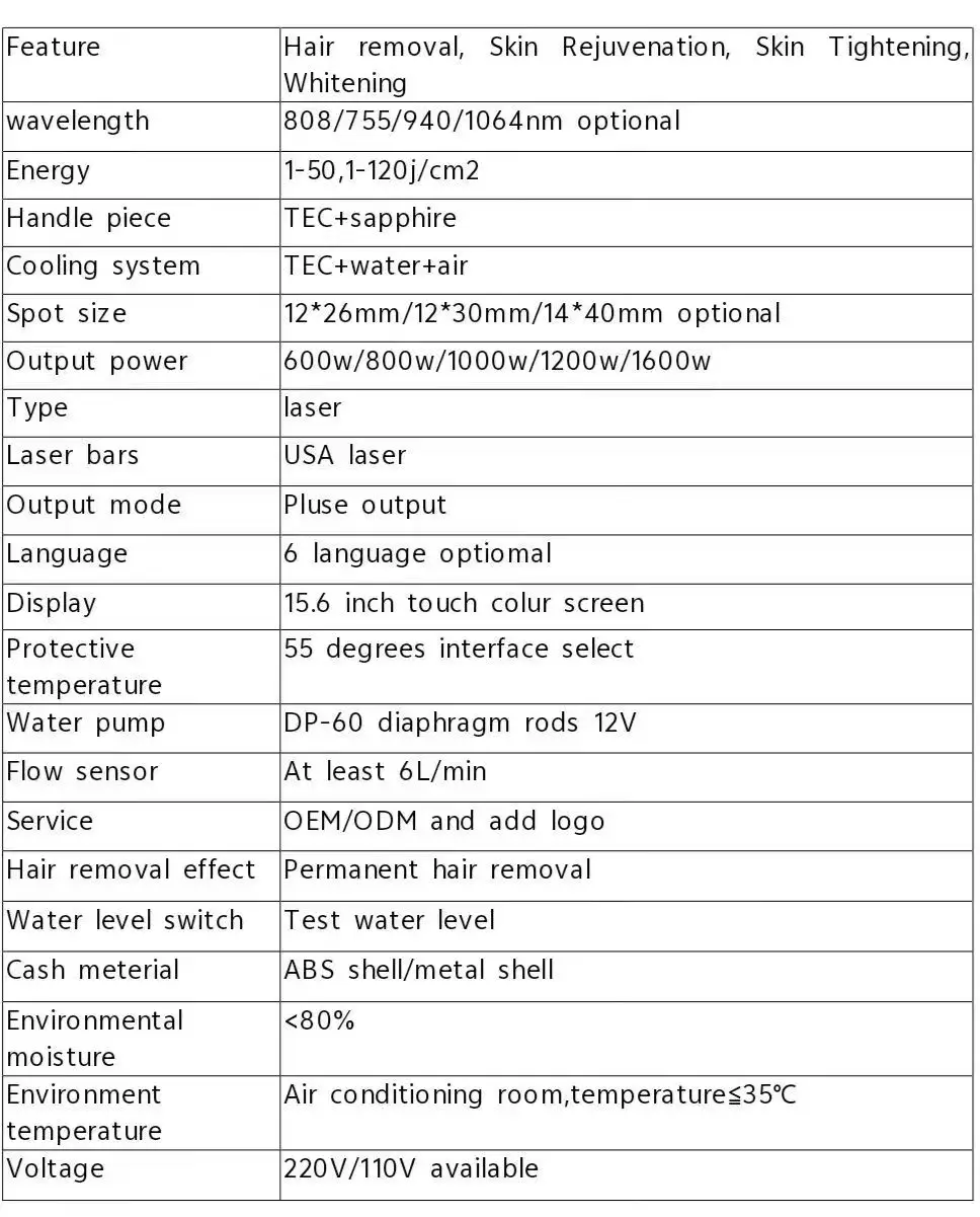 Best Selling Permanent Hair Removal Laser Hair Removal 1600w Diode Laser Machine