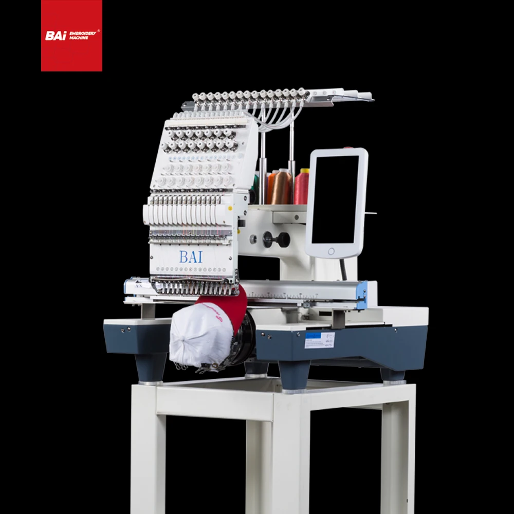 
BAI High speed single head computer 360*510mm 12 needle hat t-shirt embroidery machine 