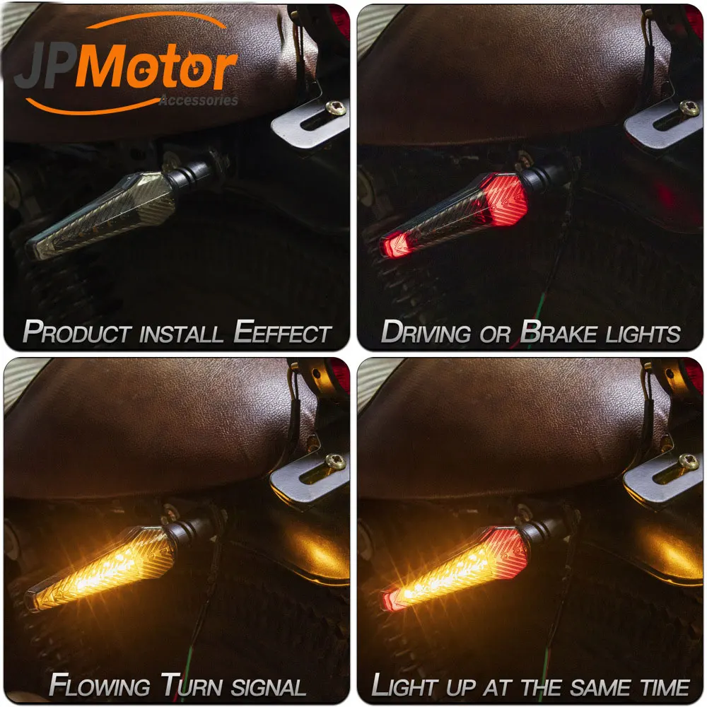 Motorcycle Turn Signals Light Suit 12V Flasher Motorcycle Led Brake Light Flowing Water Blinker Signals Lamp