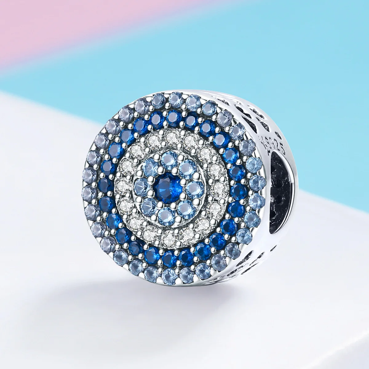 Quality 925 Sterling sivler Turkish evil eye blue eye pave setting wholesales beads supplier