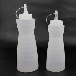 Manufacturer Plastic Thin Waist Squeeze Sauce Bottle Embossed Nozzle Squeeze Pot Jam Tomato Salad Bottle Squeeze Sauce Bottle