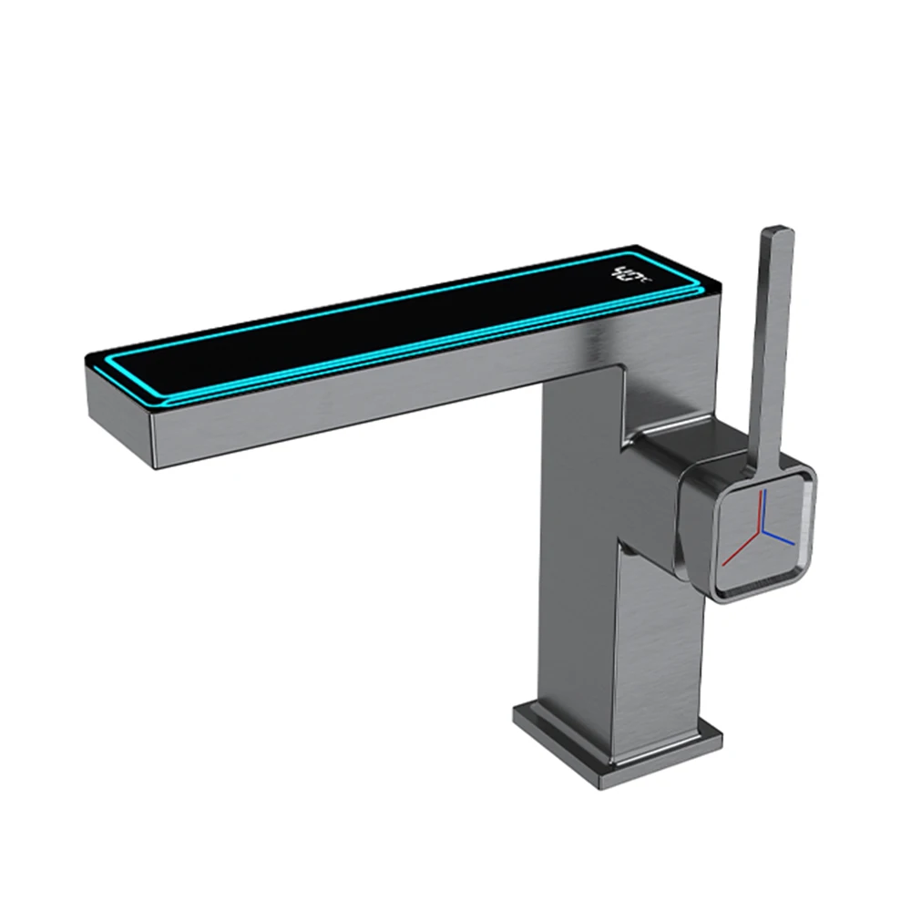 New Manufacturer Models Basin Mixer Gun Metal Bathroom Basin Sink faucet with Digital Display Deck Mounted Cold And Hot Water