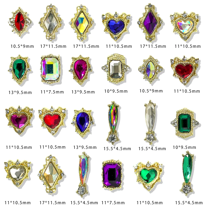 colorful crystal 3d diamond nail art  mixed color flatback nail art rhinestones