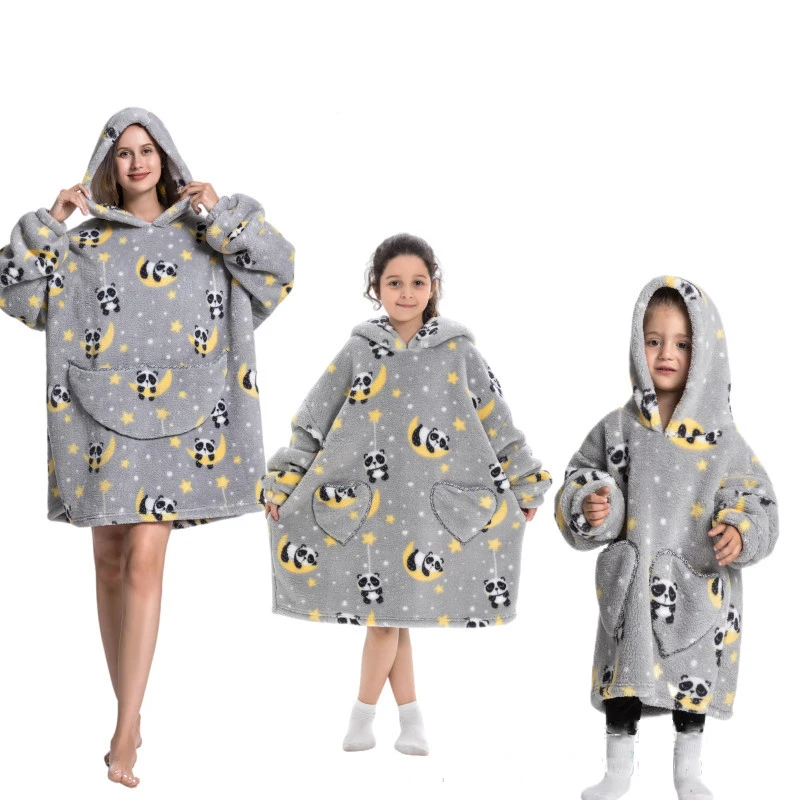 Custom Blanket Hoodie Warm Luxury Sweatshirt Hooded Blanket Hoodie Sherpa Animal Printed Hoodie Blanket