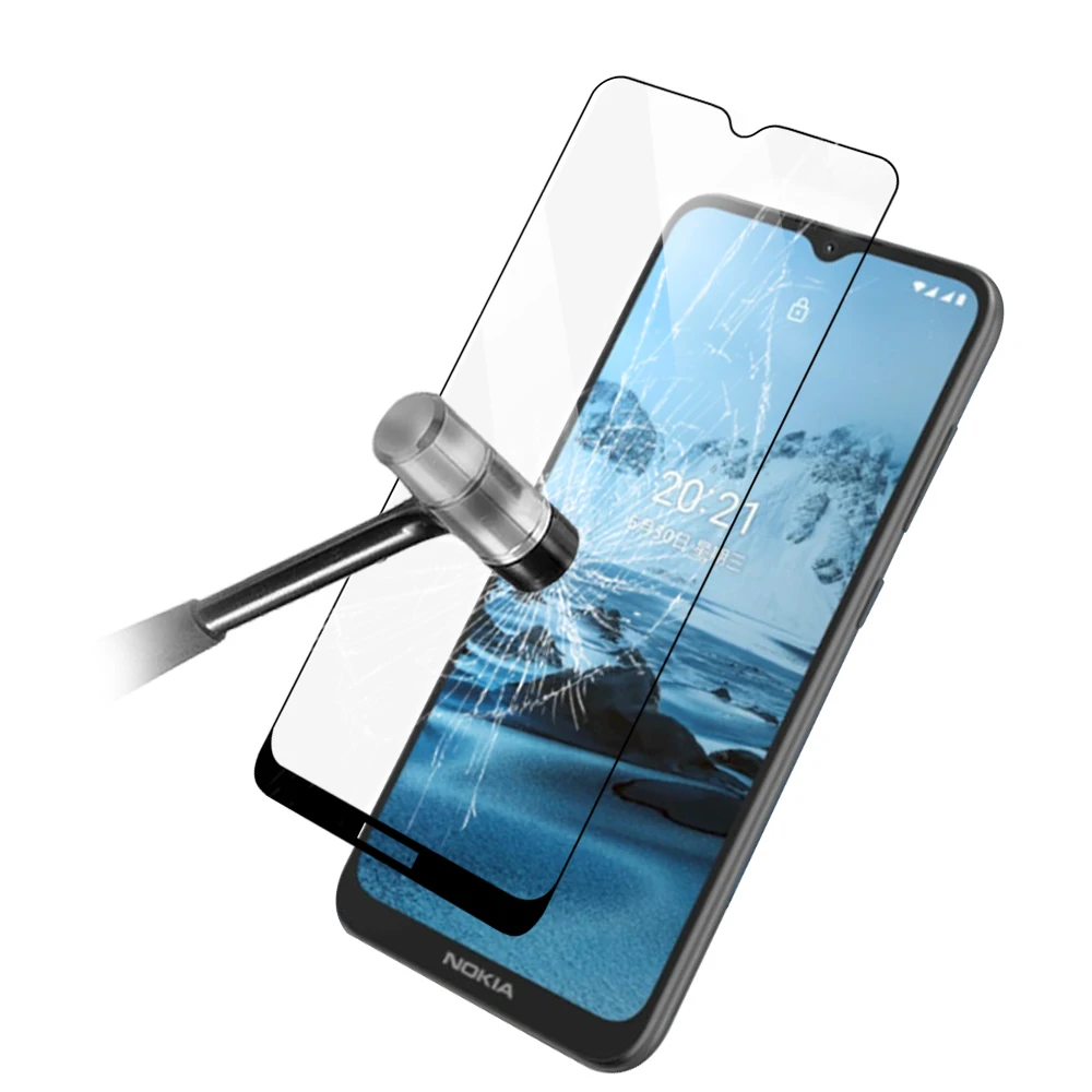 0.3mm Protective Film Silk Print 3D Round Angle Tempered Glass Screen Protector for nokia C20 Plus