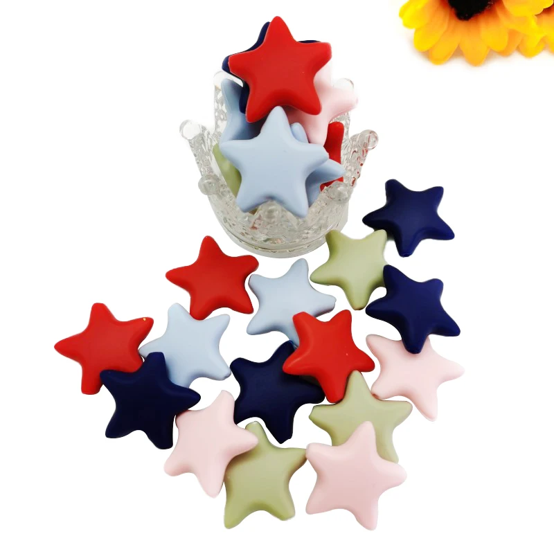 Hot Selling Food Grade Baby Silicone Beads Teether Baby Toy Star Silicone Beads For Jewelry Making